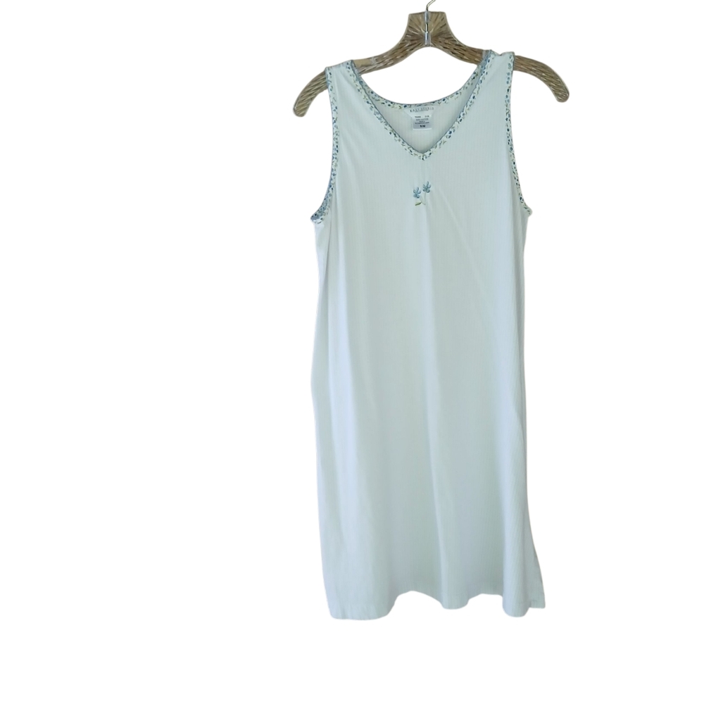 Bali Studio White & Blue Striped Sleeveless Cotton Chemise Size S/M